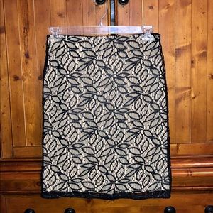 Ann Taylor Beige And Black Pencil Skirt Size 0